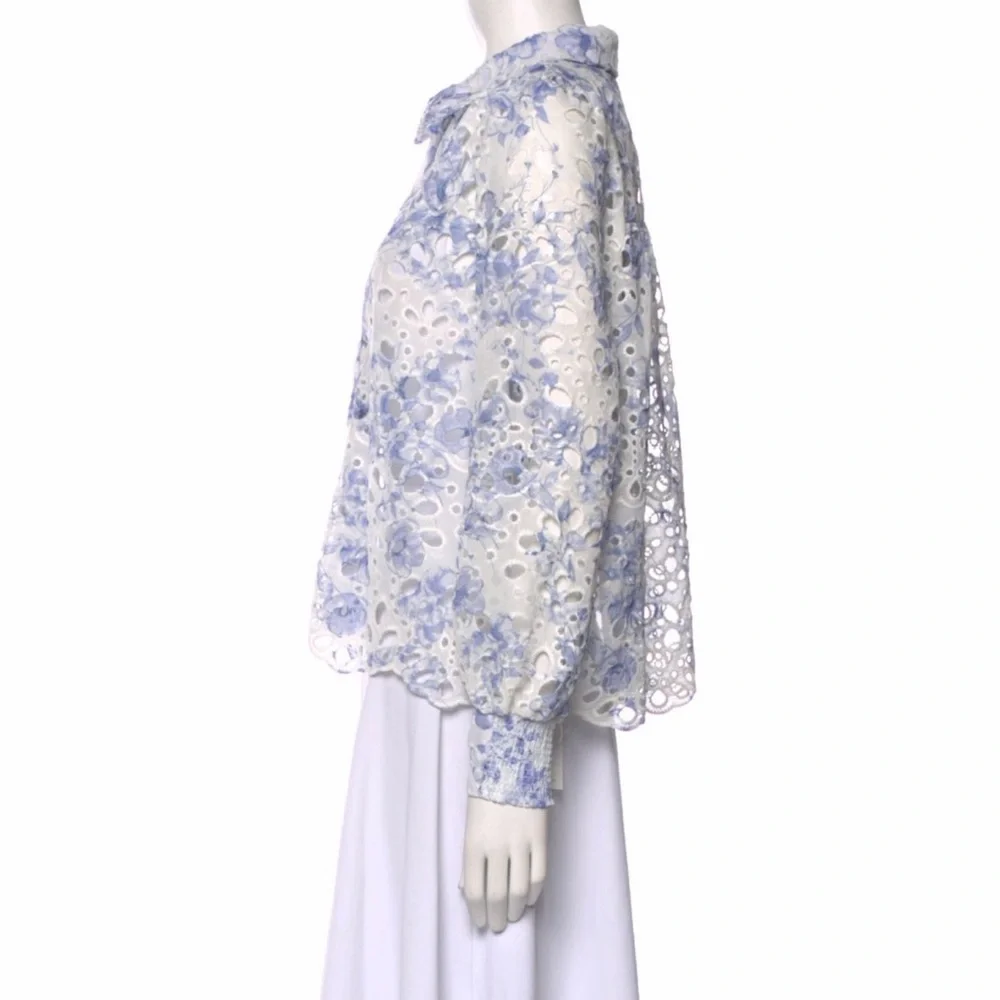 Caroline Constas Floral Lace Eyelet Blouse - Picture 4 of 7